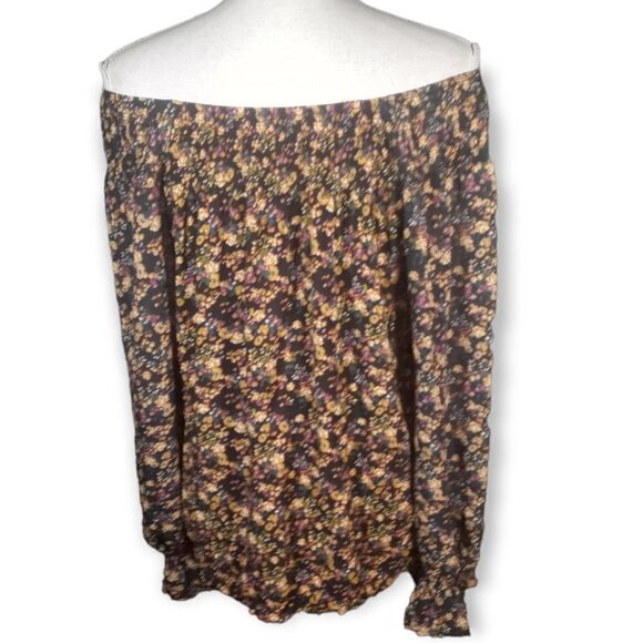 WESTPORT BLACK, PURPLE, & CREAM FLORAL OFF-THE-SHOULDER BLOUSE SZ.XL EUC - Picture 4 of 7